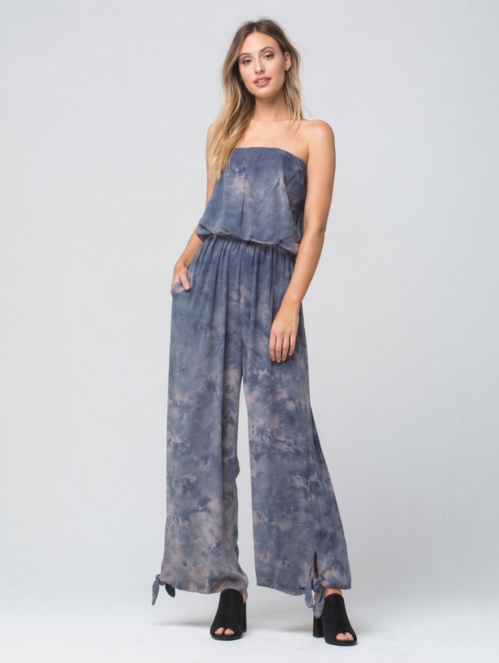 Free People Strapless Tie-Dye Wide Leg Jumpsuit | Boho Resort | Size XS